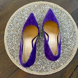 Talbots Size 8M Plum Purple Scallop Suede Heels